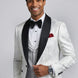 Front view - White Silver Floral Jacquard Shawl Tuxedo - Nevo Suit