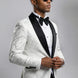 White Silver Floral Jacquard Shawl Tuxedo - model view - Nevo Suit
