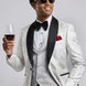White Silver Floral Jacquard Shawl Tuxedo - flat lay front - Nevo Suit