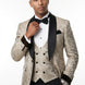 Bronze Shadow - Beige Leaf Jacquard Velvet 3-Piece Tuxedo