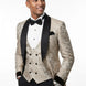 Bronze Shadow - Beige Leaf Jacquard Velvet 3-Piece Tuxedo