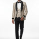 Bronze Shadow - Beige Leaf Jacquard Velvet 3-Piece Tuxedo