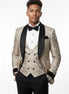 Bronze Shadow - Beige Leaf Jacquard Velvet 3-Piece Tuxedo