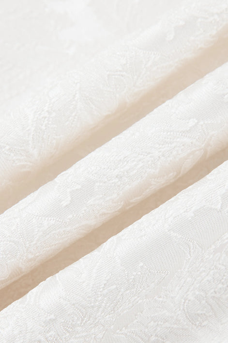 Frost Shadow - White Leaf Jacquard Velvet 3-Piece Tuxedo
