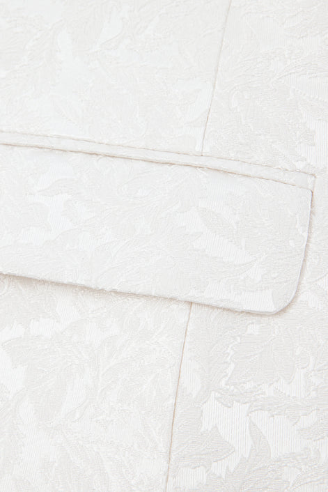 Frost Shadow - White Leaf Jacquard Velvet 3-Piece Tuxedo