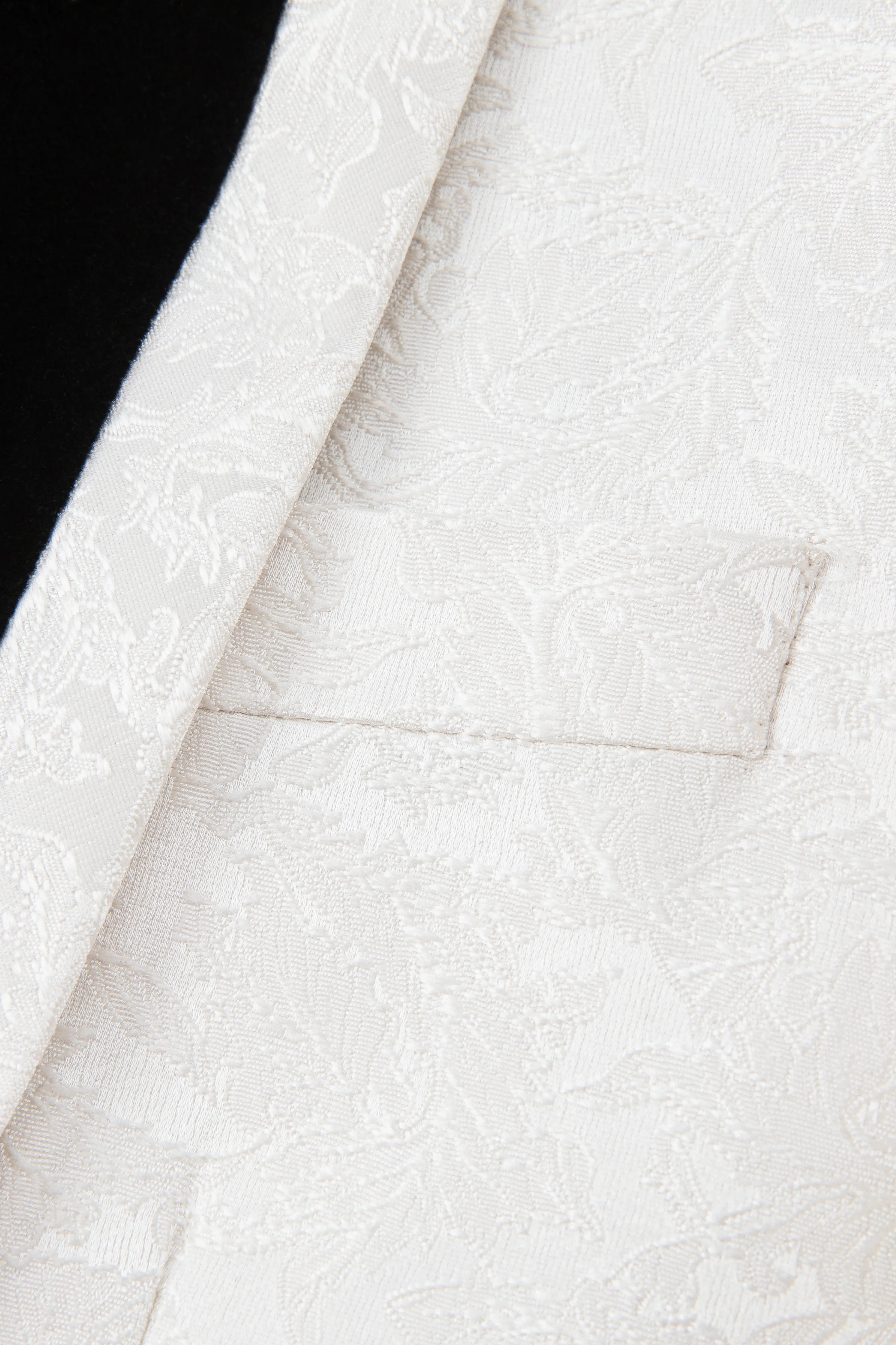 Frost Shadow - White Leaf Jacquard Velvet 3-Piece Tuxedo