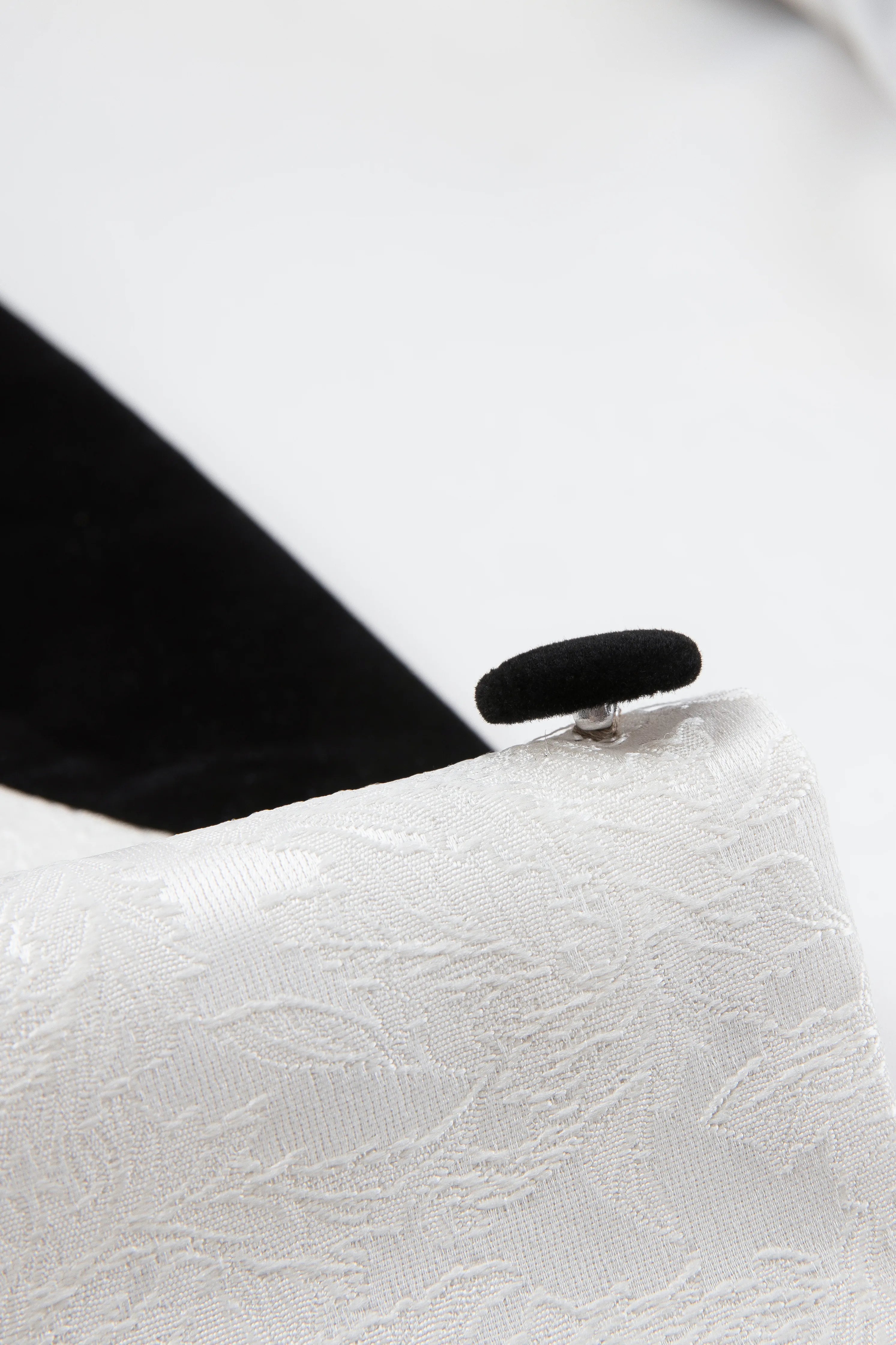 Frost Shadow - White Leaf Jacquard Velvet 3-Piece Tuxedo