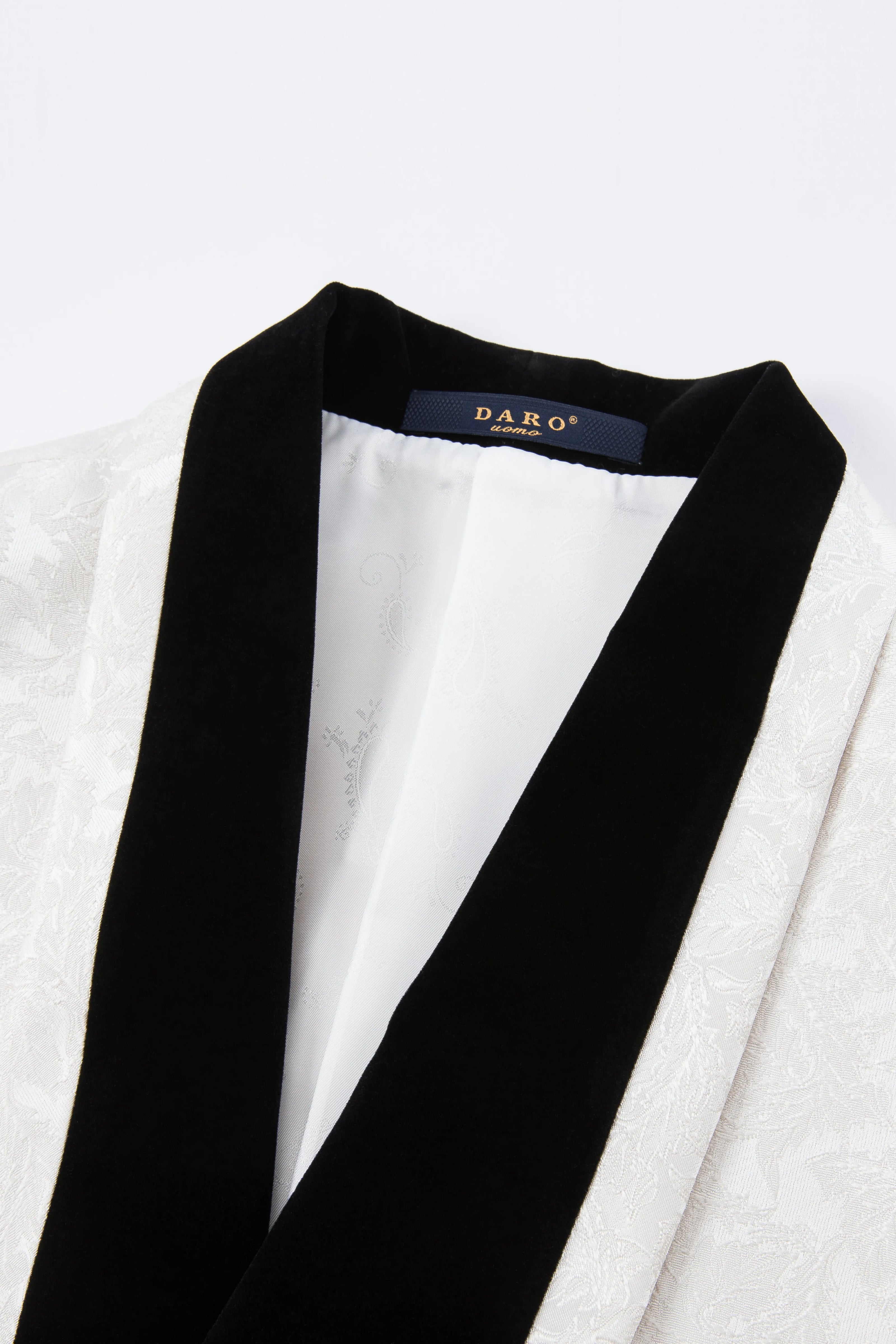 Frost Shadow - White Leaf Jacquard Velvet 3-Piece Tuxedo