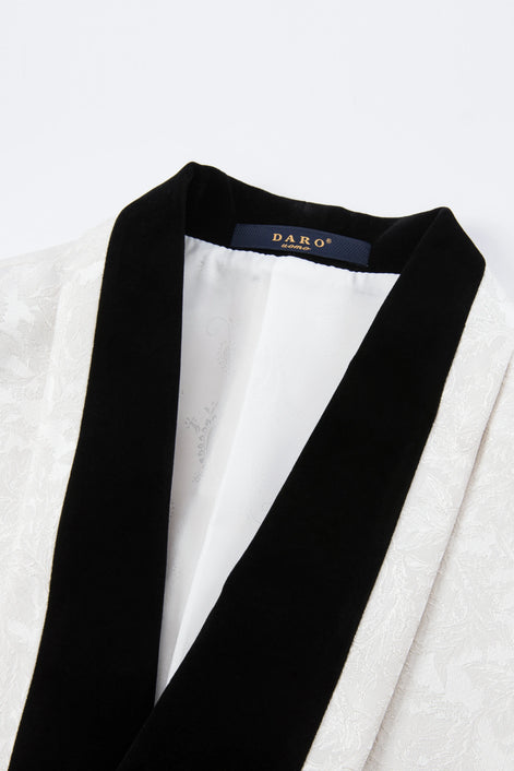 Frost Shadow - White Leaf Jacquard Velvet 3-Piece Tuxedo