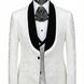 Frost Shadow - White Leaf Jacquard Velvet 3-Piece Tuxedo
