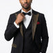 Midnight Mosaic - Black Gold Crystal Peak Lapel 3-Piece Tuxedo Front View - Nevo Suits