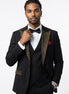 Midnight Mosaic - Black Gold Crystal Peak Lapel 3-Piece Tuxedo Front View - Nevo Suits