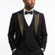 Midnight Mosaic - Black Gold Crystal Peak Lapel Tuxedo Side View - Nevo Suits