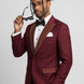 Gold crystal embellishment detail on Crimson Phoenix tuxedo - Nevo Suits