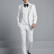 Full front view of Opal Nova white 3-piece tuxedo with crystal-encrusted peak lapels - Nevo Suit