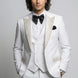 Detailed product view of white U-cut vest and tailored trousers for 3-piece crystal tuxedo set - Nevo Suit