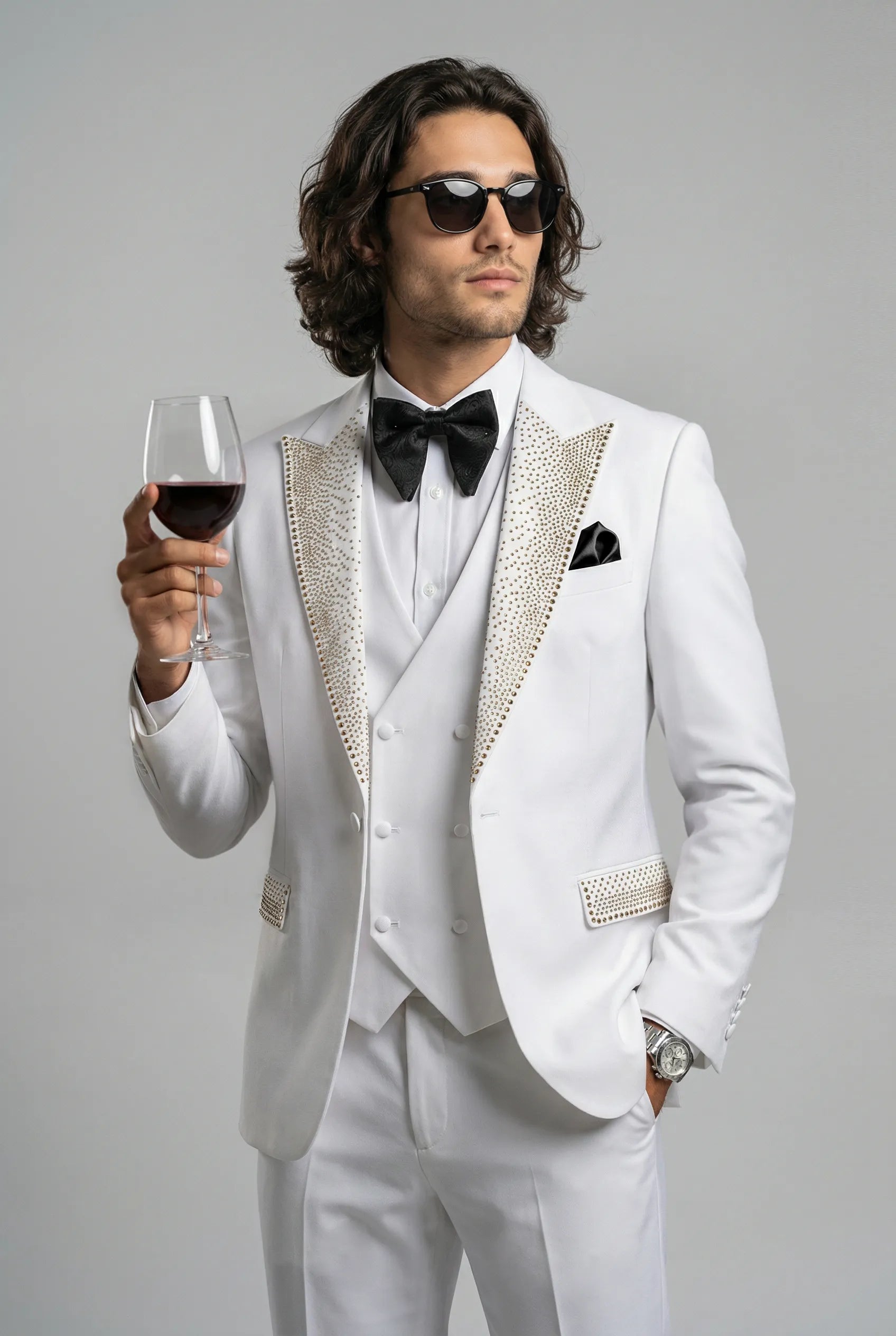 Opal Nova white crystal 3-piece tuxedo - Image 4 - Nevo Suit