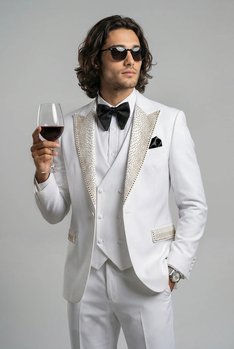 Opal Nova white crystal 3-piece tuxedo - Image 4 - Nevo Suit
