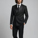 Detailed view of black double-breasted buttons and rose jacquard fabric texture - Nevo Suits