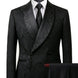 Side profile of Onyx Prism black jacquard double-breasted tuxedo - Nevo Suits