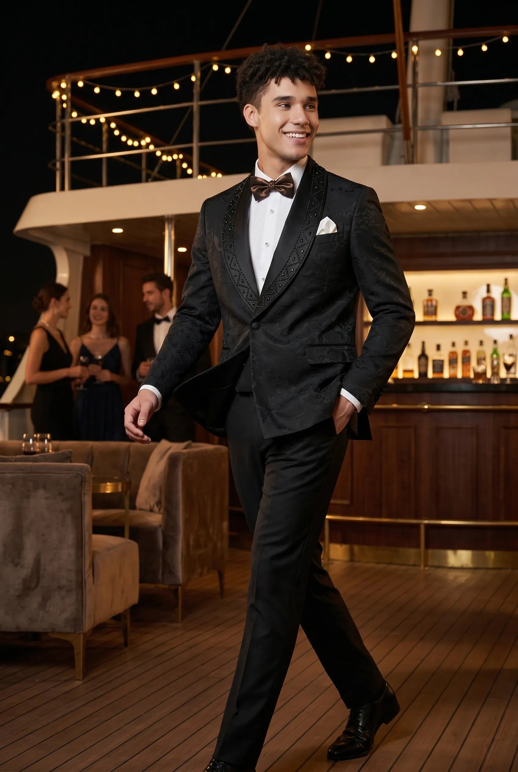 Carbon Prism - Black Jacquard & Diamond 2-Piece Tuxedo Set