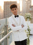 Moonstone Prism - White Jacquard & Diamond 2-Piece Tuxedo Set