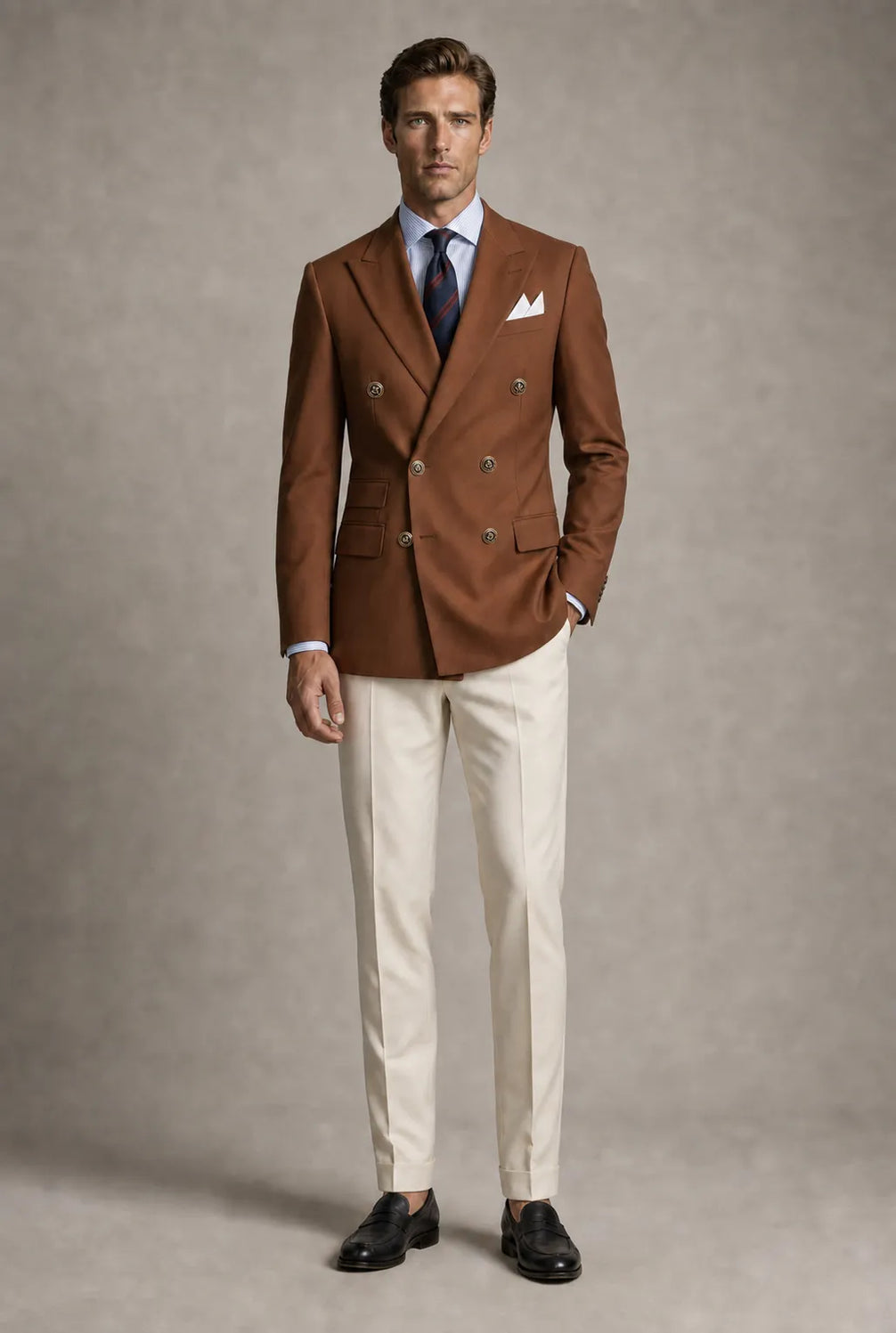 Brown Echelon brown double-breasted crest-button blazer - product image 5