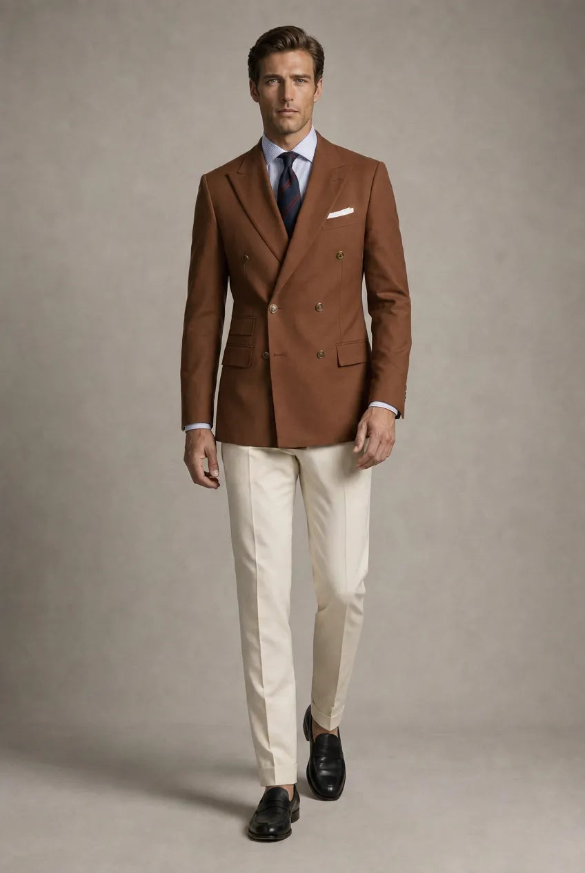 Brown Echelon brown double-breasted crest-button blazer - product image 8