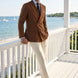 Brown Echelon brown double-breasted crest-button blazer - product image 1