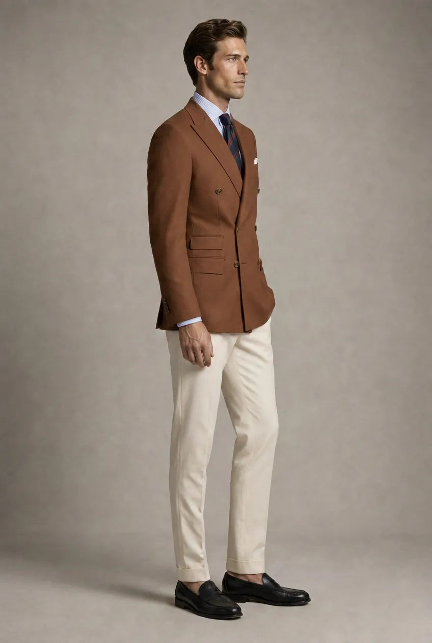 Brown Echelon brown double-breasted crest-button blazer - product image 6