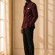 Merlot Echelon - Burgundy Double-Breasted Crest-Button Blazer