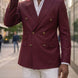 Merlot Echelon - Burgundy Double-Breasted Crest-Button Blazer