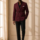Merlot Echelon - Burgundy Double-Breasted Crest-Button Blazer