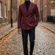 Merlot Echelon - Burgundy Double-Breasted Crest-Button Blazer