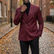 Merlot Echelon - Burgundy Double-Breasted Crest-Button Blazer