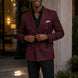 Merlot Echelon - Burgundy Double-Breasted Crest-Button Blazer