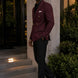 Merlot Echelon - Burgundy Double-Breasted Crest-Button Blazer