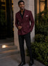 Merlot Echelon - Burgundy Double-Breasted Crest-Button Blazer