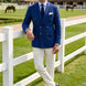 Azure Echelon - Blue Double-Breasted Crest-Button Blazer