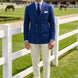Azure Echelon - Blue Double-Breasted Crest-Button Blazer