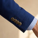Azure Echelon - Blue Double-Breasted Crest-Button Blazer
