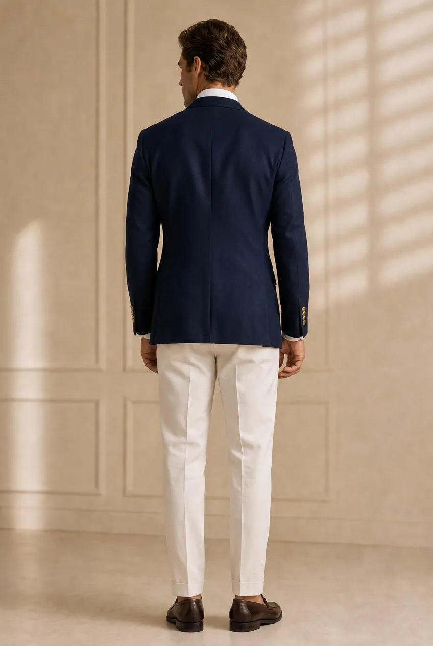 Admiral Echelon - Navy Double-Breasted Crest-Button Blazer