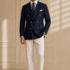 Admiral Echelon - Navy Double-Breasted Crest-Button Blazer
