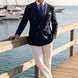 Admiral Echelon - Navy Double-Breasted Crest-Button Blazer