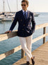Admiral Echelon - Navy Double-Breasted Crest-Button Blazer