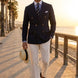 Admiral Echelon - Navy Double-Breasted Crest-Button Blazer