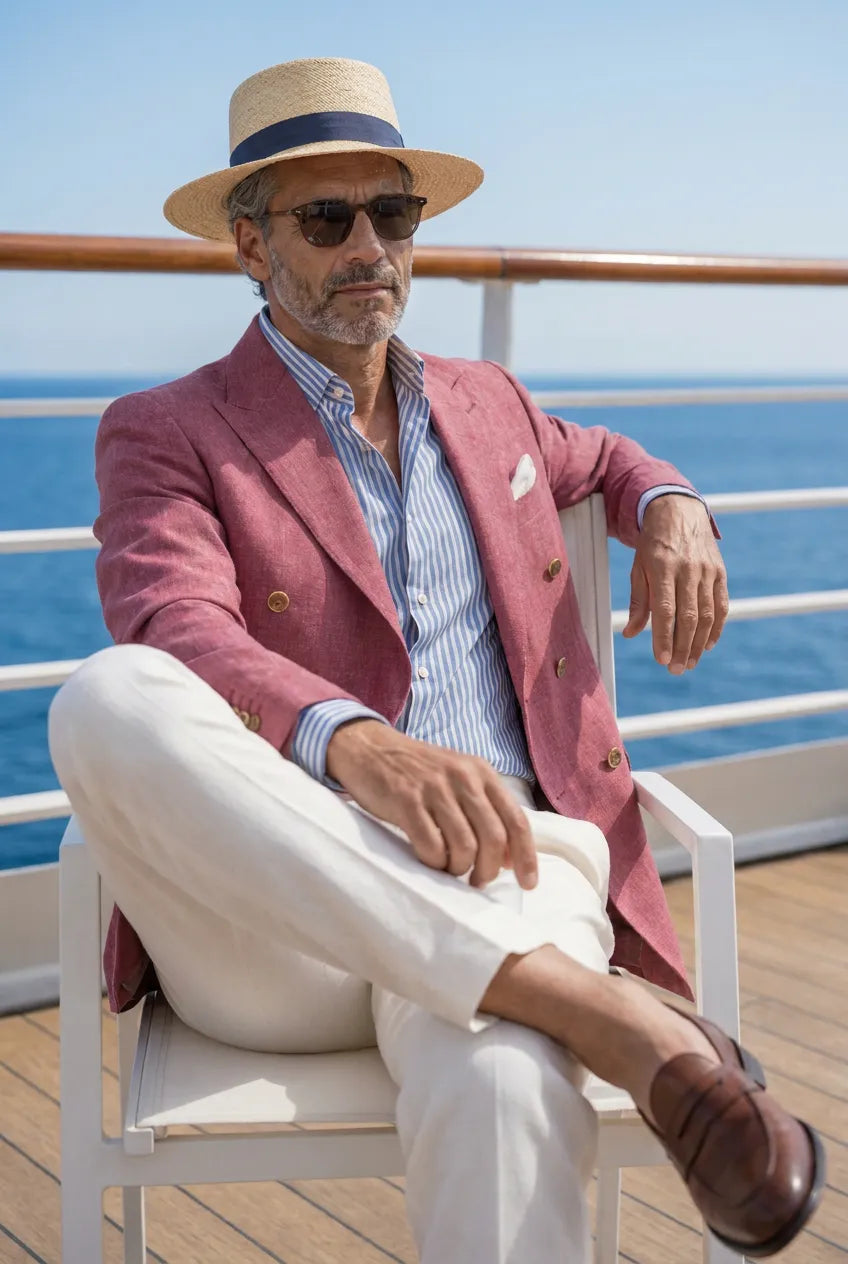 Rosewood Echelon - Rosewood Pink Double-Breasted Crest-Button Blazer
