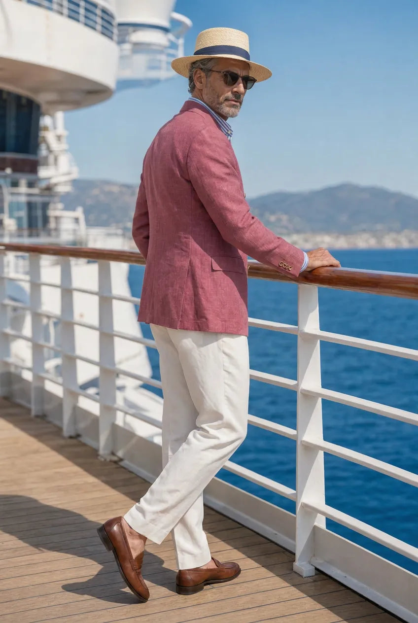Rosewood Echelon - Rosewood Pink Double-Breasted Crest-Button Blazer