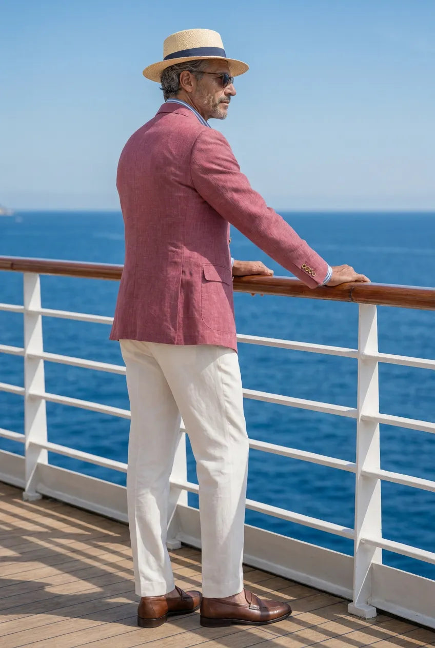 Rosewood Echelon - Rosewood Pink Double-Breasted Crest-Button Blazer