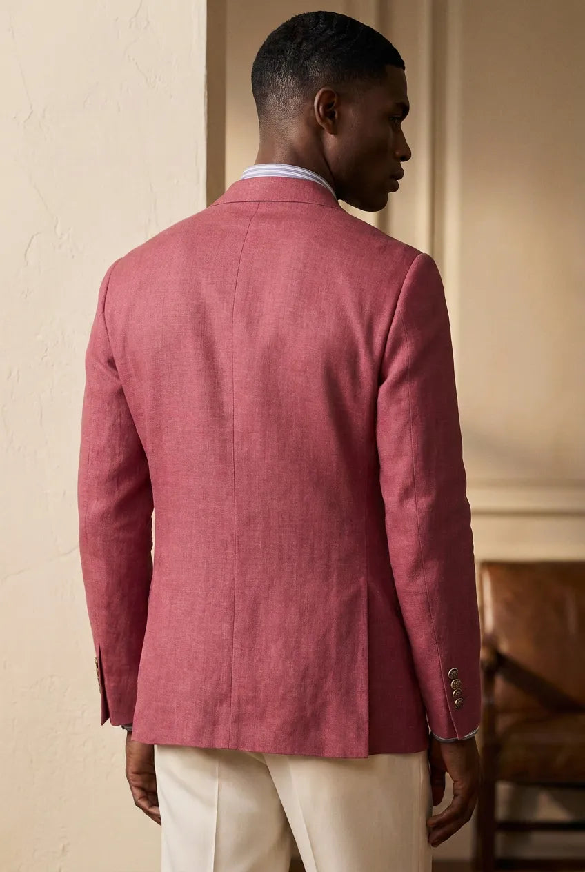 Rosewood Echelon - Rosewood Pink Double-Breasted Crest-Button Blazer